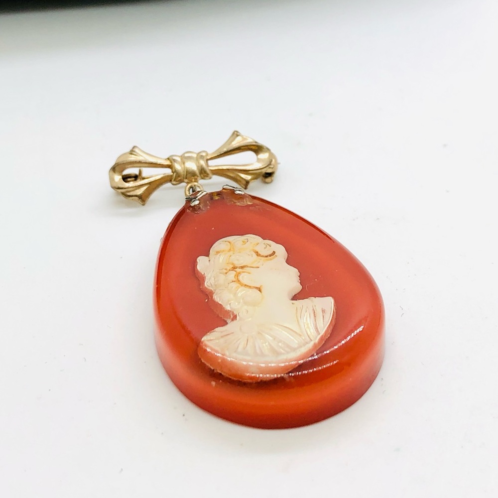 Vintage Rare Cameo in Lucite Brooch